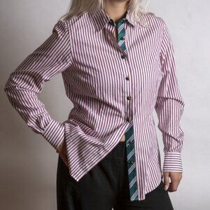 Brooks Brothers 346 Red/White/Green Stripe LS Button Up Sz 8P Petite Reg Fit‎